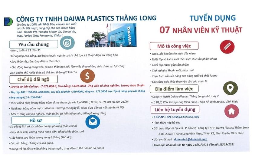 Cong Ty Tnhh Daiwa Plastics Thang Long Tuyen Dung Gap Cong Nhan Chinh Thuc 7