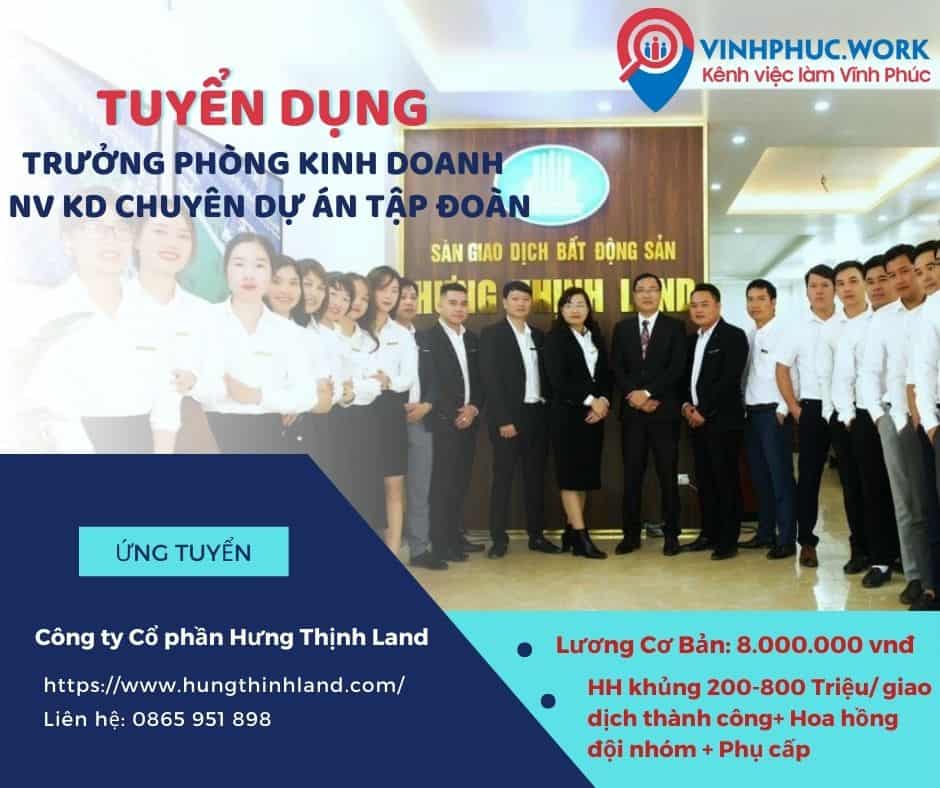 Cong Ty Co Phan Hung Thinh Land Tuyen Dung Truong Phong Kinh Doanh Nhan Vien Kinh Doanh Chuyen Du An Tap Doan 2