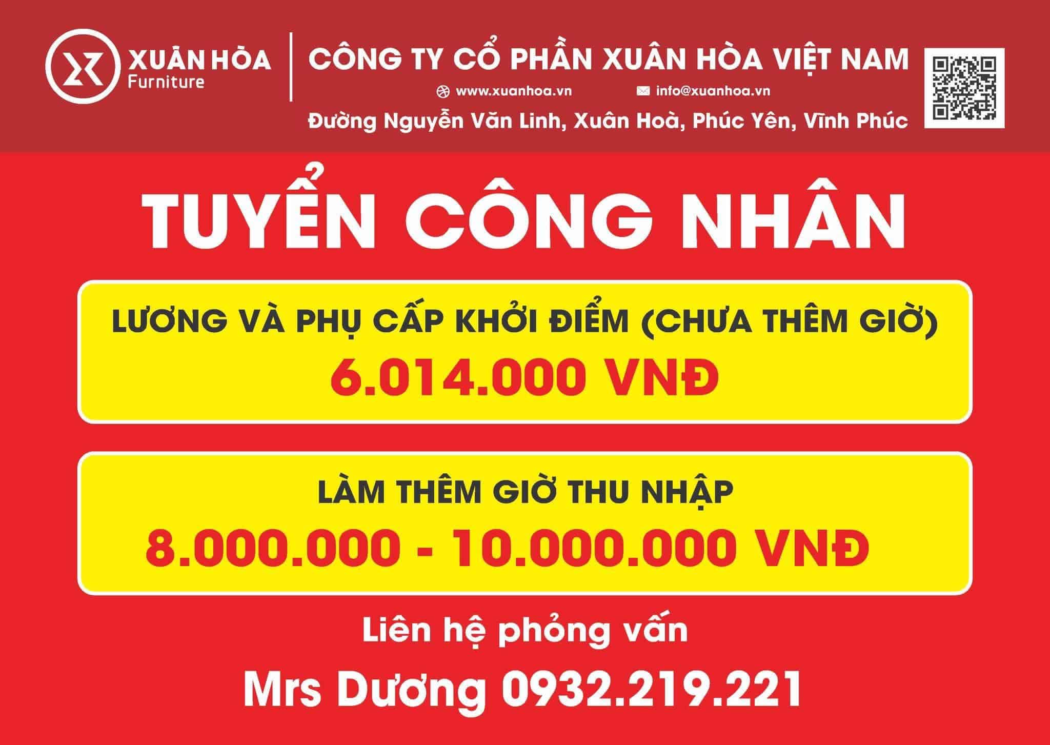 Nha May Cong Ty Co Phan Xuan Hoa Viet Nam Thong Bao Tuyen Lao Dong Pho Thong Chinh Thuc 7