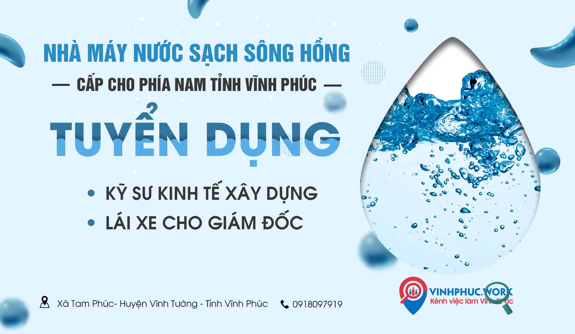 Sap Di Vao Hoat Dong Nha May Nuoc Sach Song Hong Cap Cho Phia Nam Tinh Vinh Phuc Tuyen Ky Su Kinh Te Xay Dung Lai Xe Cho Giam Doc 3