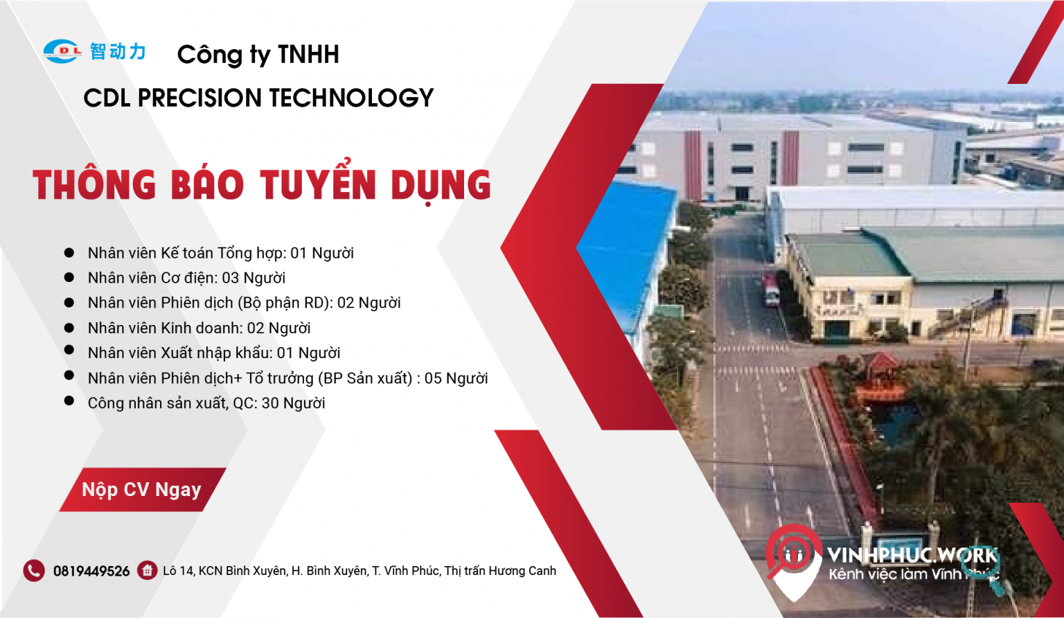 Việc làm Công ty TNHH CDL Precision Technology Vietnam 2026 - Việc làm ...