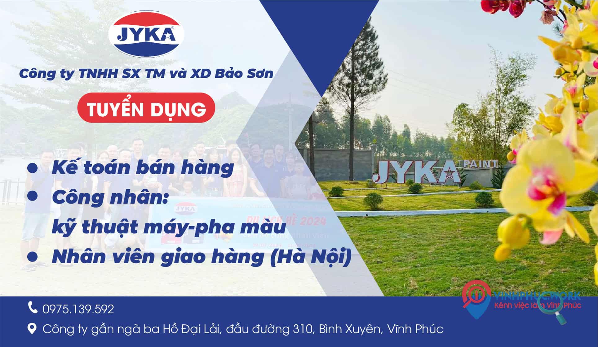 Nhiều Vị trí - Công ty TNHH SX TM & XD Bảo Sơn(Sơn JYKA) Tuyển dụng