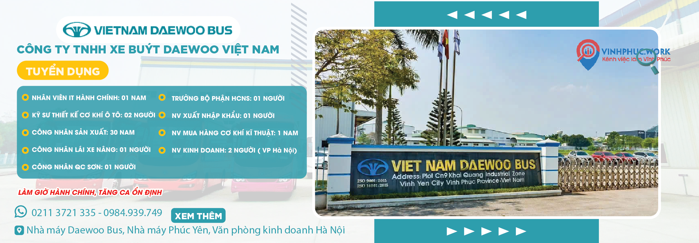 Nhà máy - Công ty TNHH Xe Buýt Daewoo Việt Nam Tuyển dụng Nhiều vị trí Tháng 11/2025 1 image hon 10 vi tri nha may cong ty tnhh xe buyt daewoo viet nam tuyen dung copy vinhphucwork 2 011125 072945