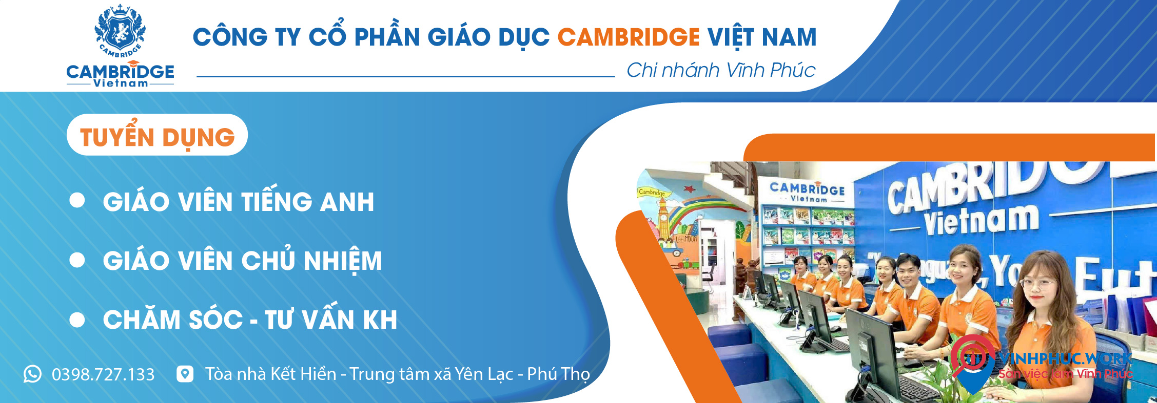 Chi nhánh Yên Lạc - Công ty cổ phần giáo dục Cambridge Việt Nam Tuyển dụng Tháng 06/2026 1 image chi nhanh yen lac cong ty co phan giao duc cambridge viet nam tuyen dung thang 06 2026 6 290526 092851