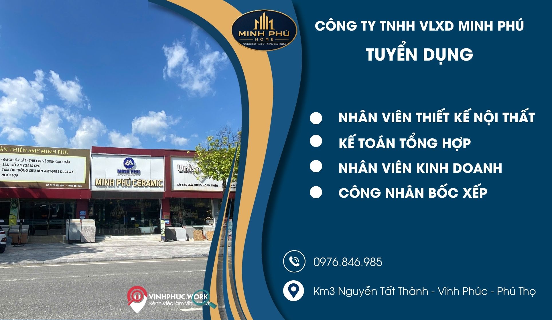 Công ty TNHH VLXD Minh Phú Tuyển dụng Các Vị trí Tháng 08/2026